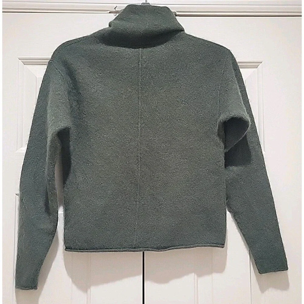 Free People 100% Cashmere ? Green Turtleneck Cropped Women Sweater Size XXS/XS - Picture 5 of 15